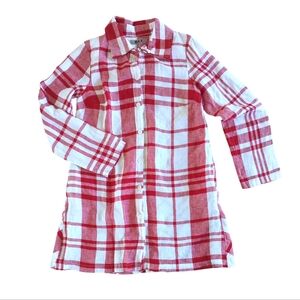 Flax Siorre Plaid red tunic top Linen dress long sleeve